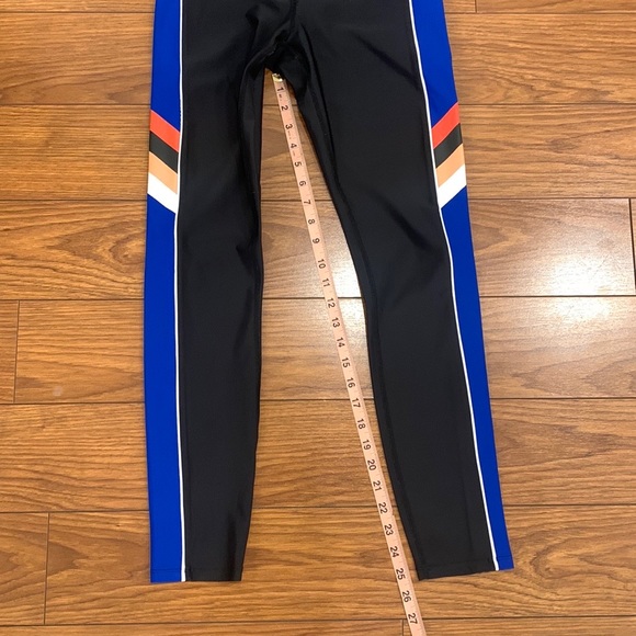 P.E Nation Touchback Black Blue Stripe Leggings - Picture 11 of 16